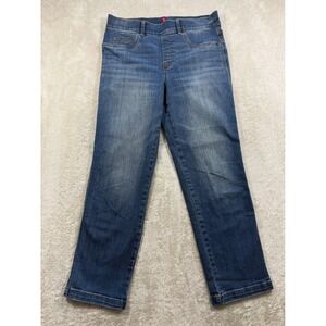 Spanx Womens Ankle Straight Pull On Blue Denim Jeans M Petite Meas:‎ 30x26
